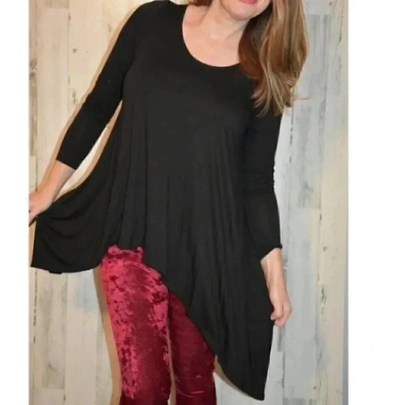 BLACK TUNIC TOP - Picture 1 of 4
